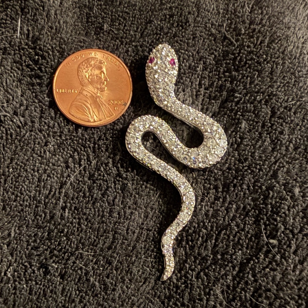 Sterling silver 925 snake CZ pendant NEW